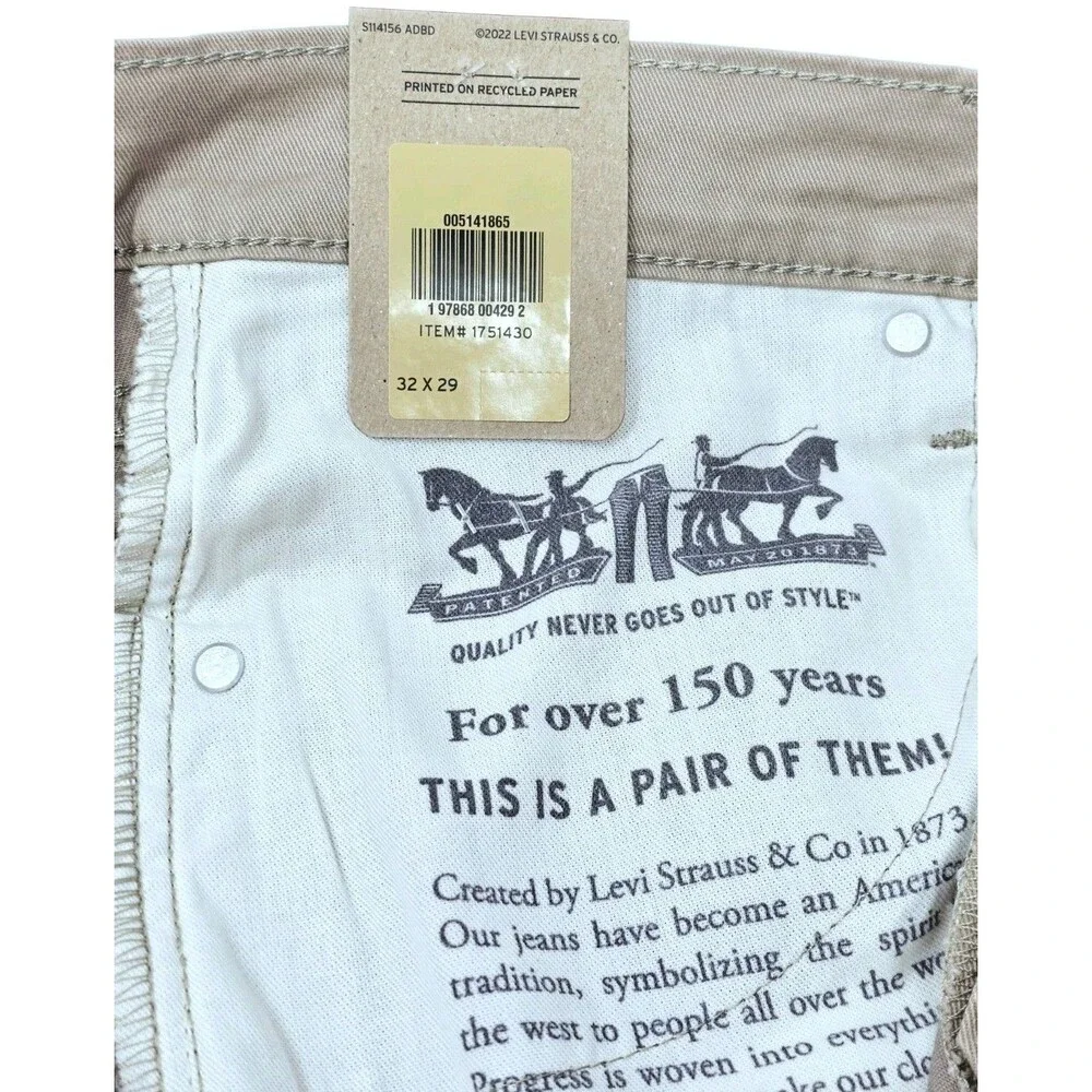 Levi's Men's 514 Straight Fit Cotton Twill Pant Khaki Beige Stretch Size 32x29